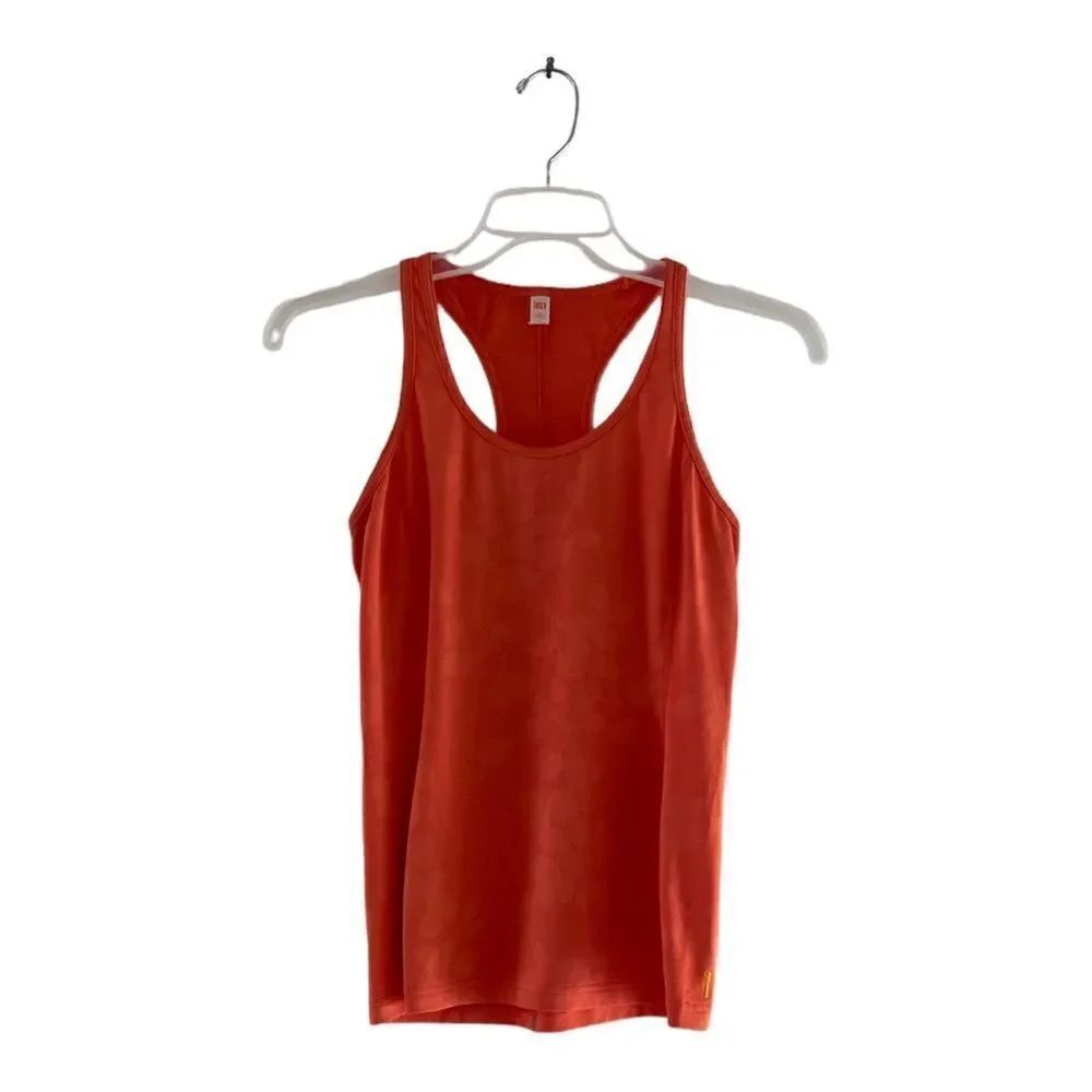Lucy Racerback Workout Tank Top Floral Mesh Size XS  Orange